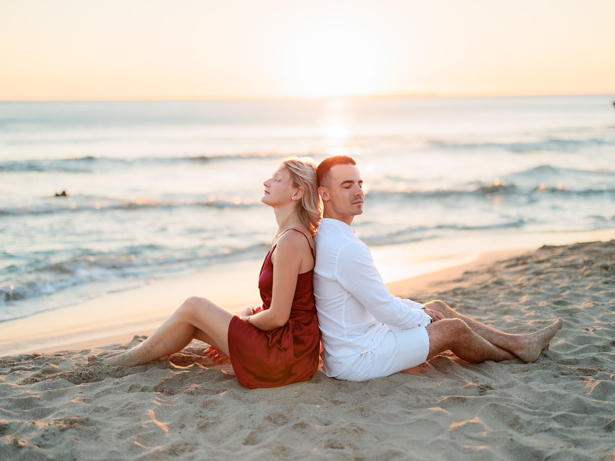 enjoying the sunset together in Crete