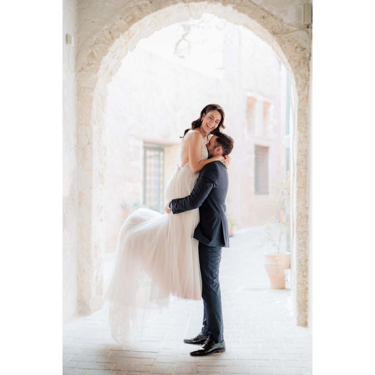 newlyweds getting lost and having fun in the old town of Chania