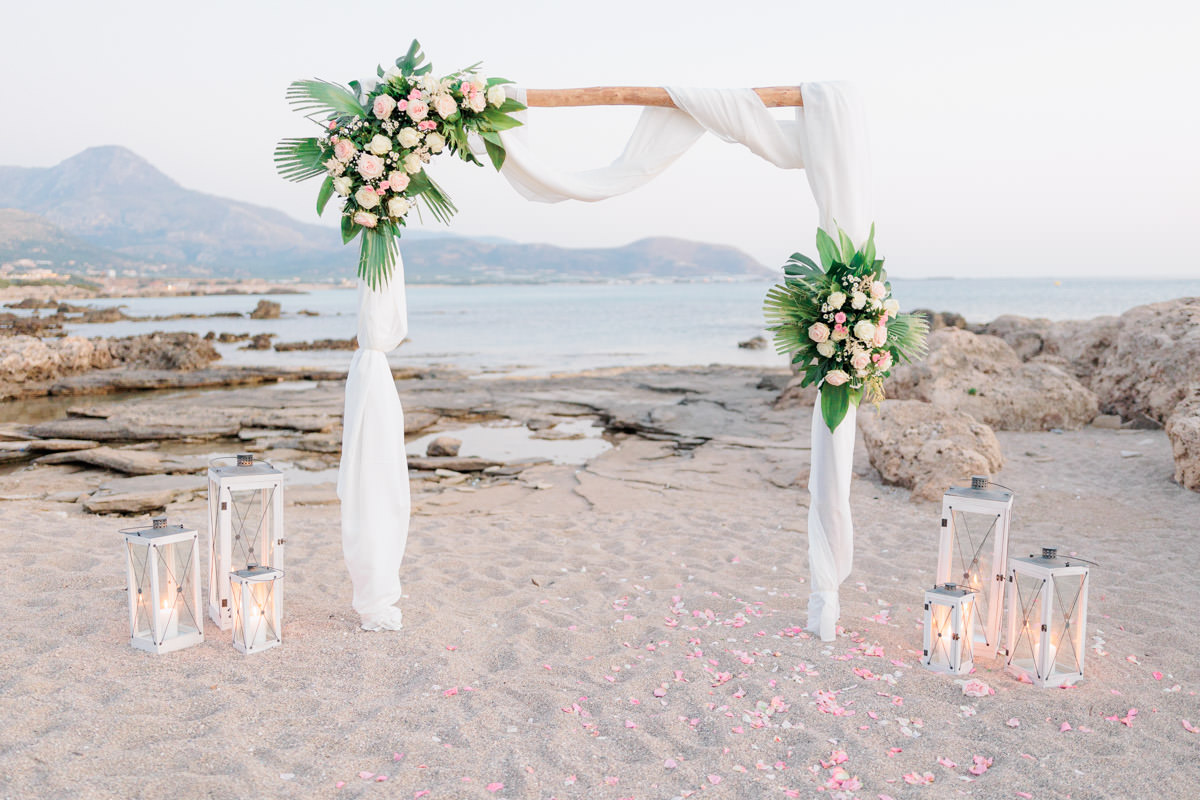 beach wedding arch in Falassarna