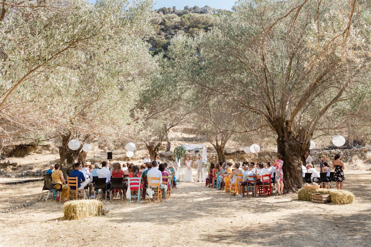 wedding in olive grove field in Palaiochora
