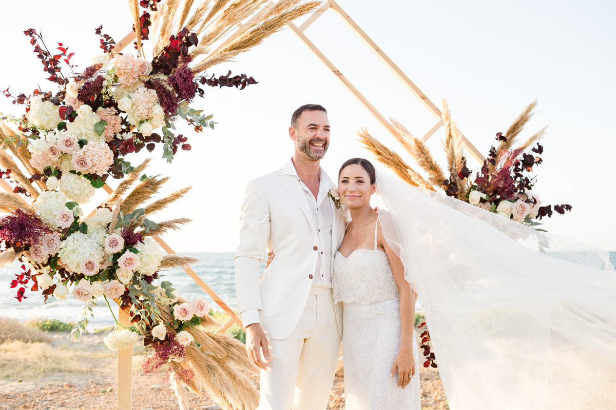 happy groom and bride