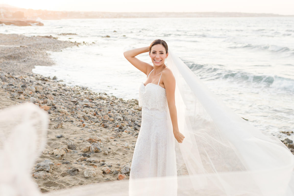 happy bride at the beach