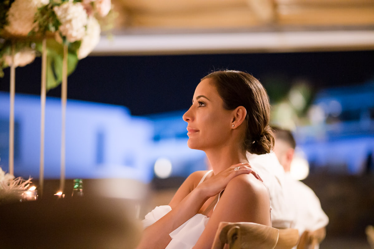 bride is looking at the groom