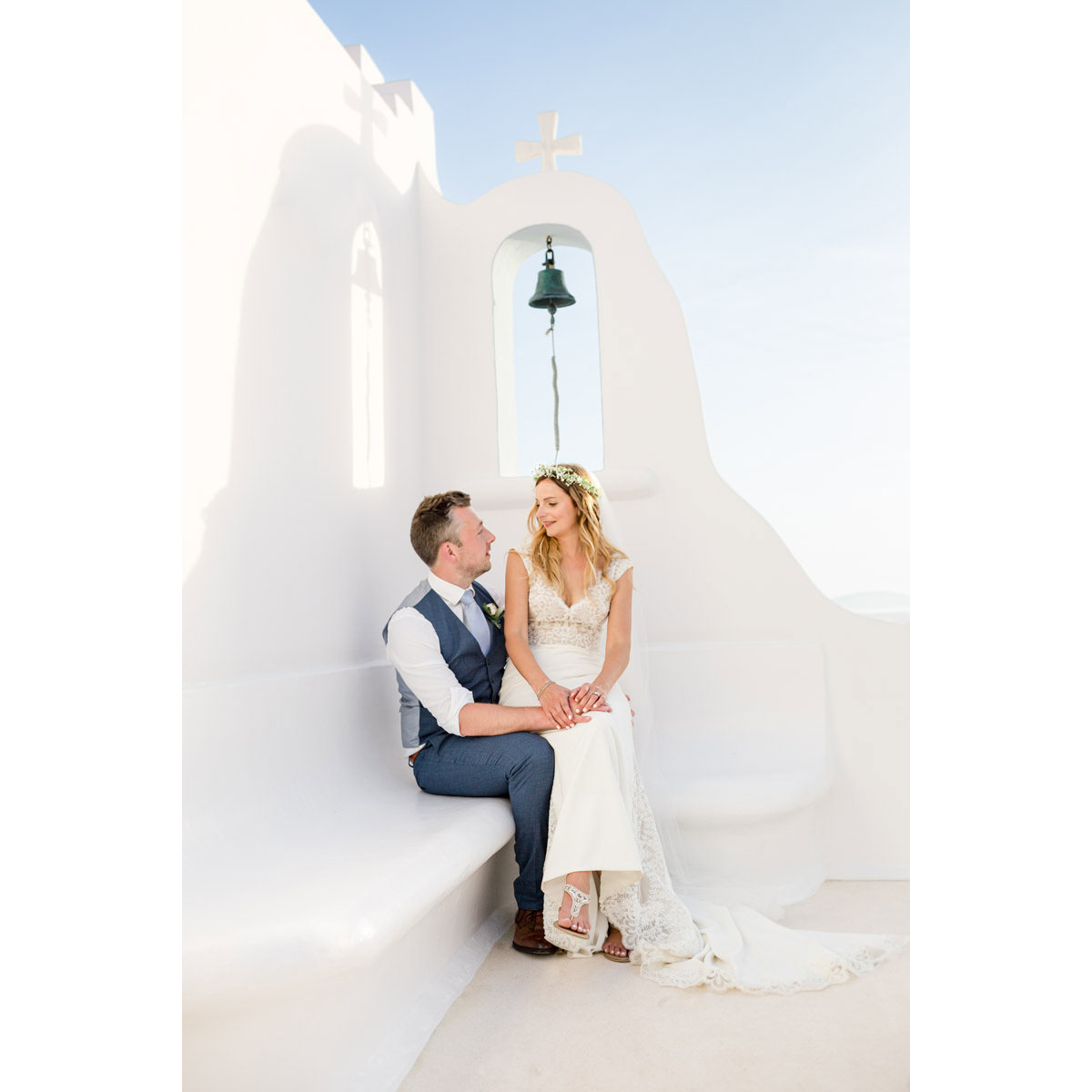 wedding photo in a chapel in Mykonos