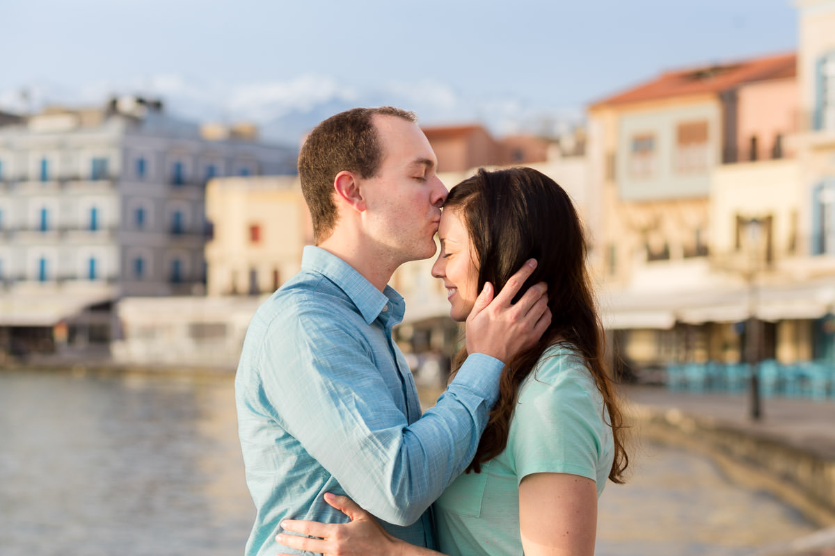 intimate kiss on the forehead