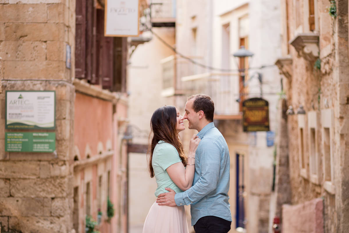 intimate hug in the old town