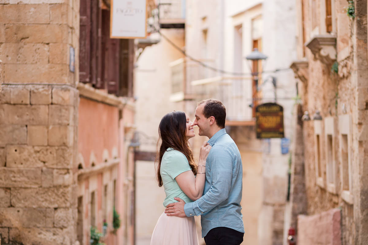 intimate hug in the old town