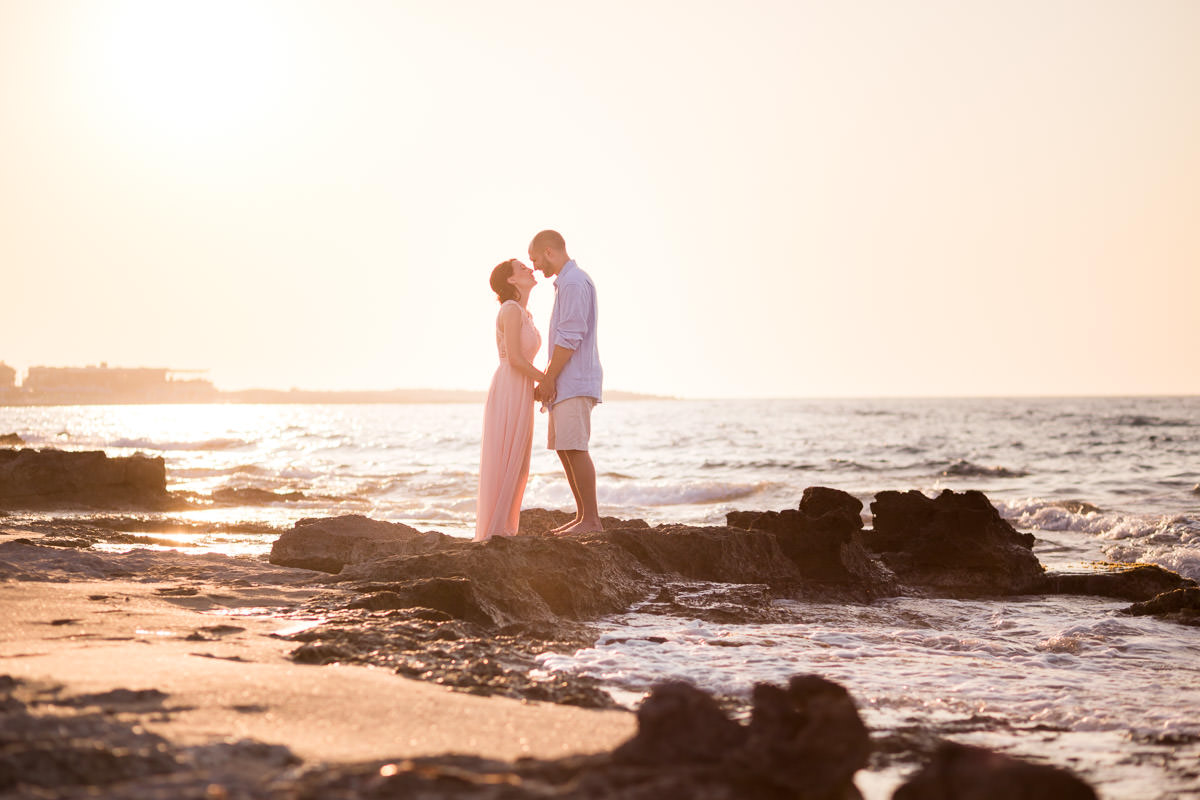 kissing during sunset