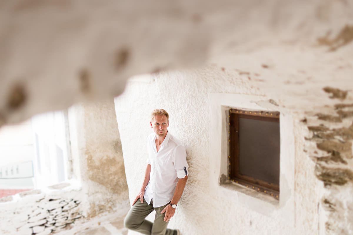 groom portrait in a Greek island