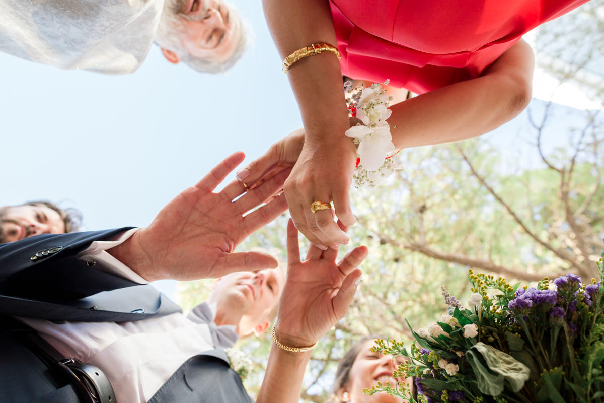 exchanging wedding rings in Greece