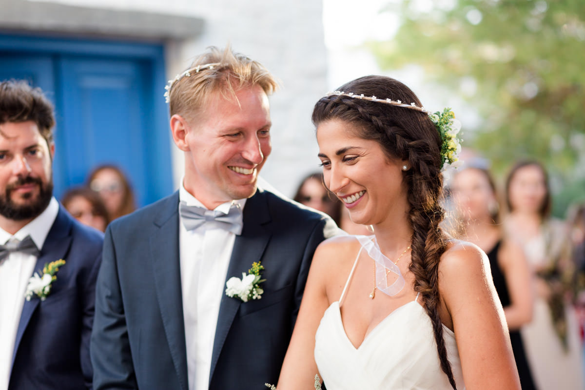 happy bride and groom