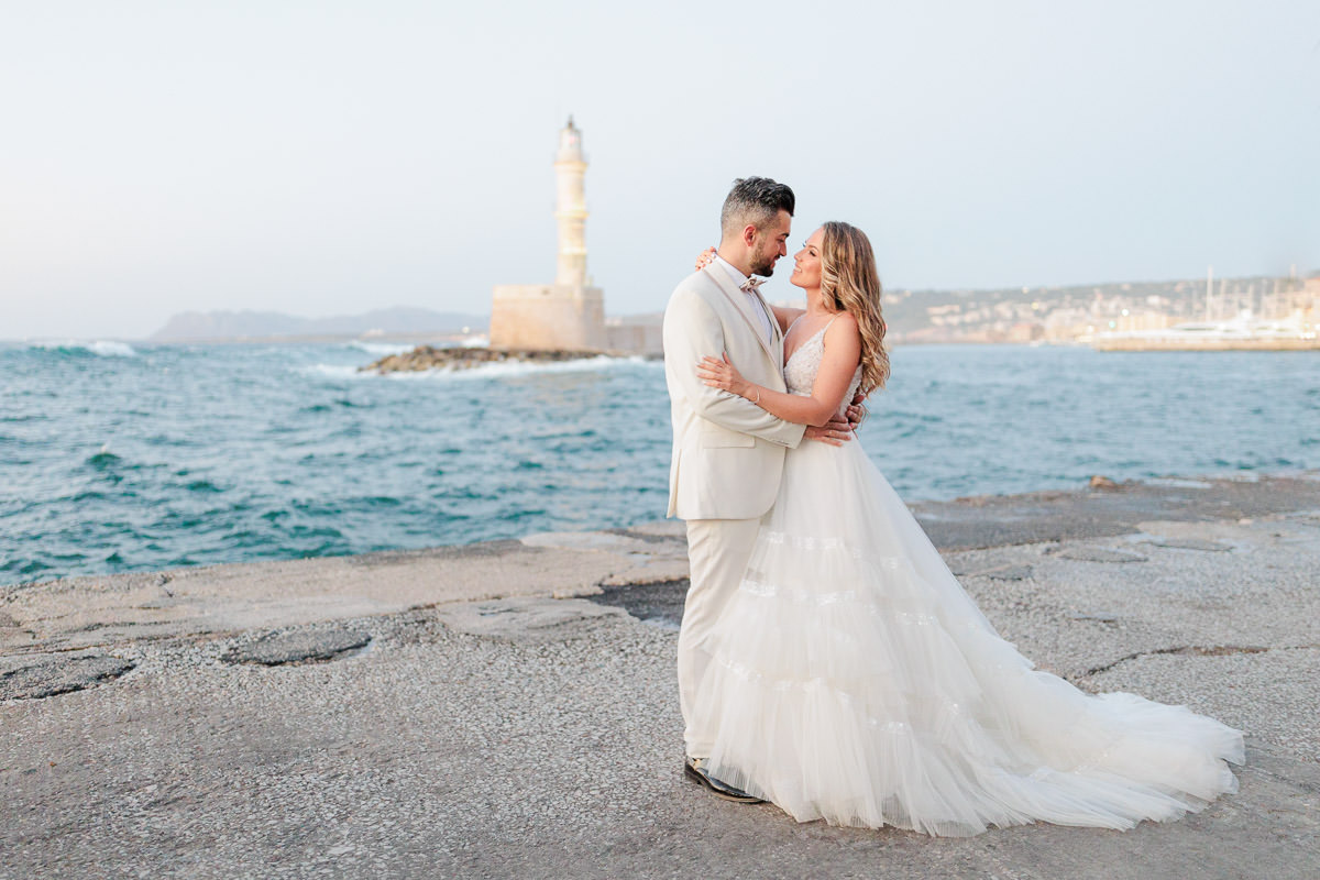 wedding portrait by the sea in Crete