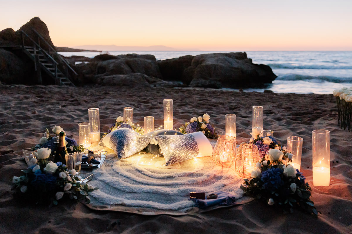 marriage proposal decoration at the beach