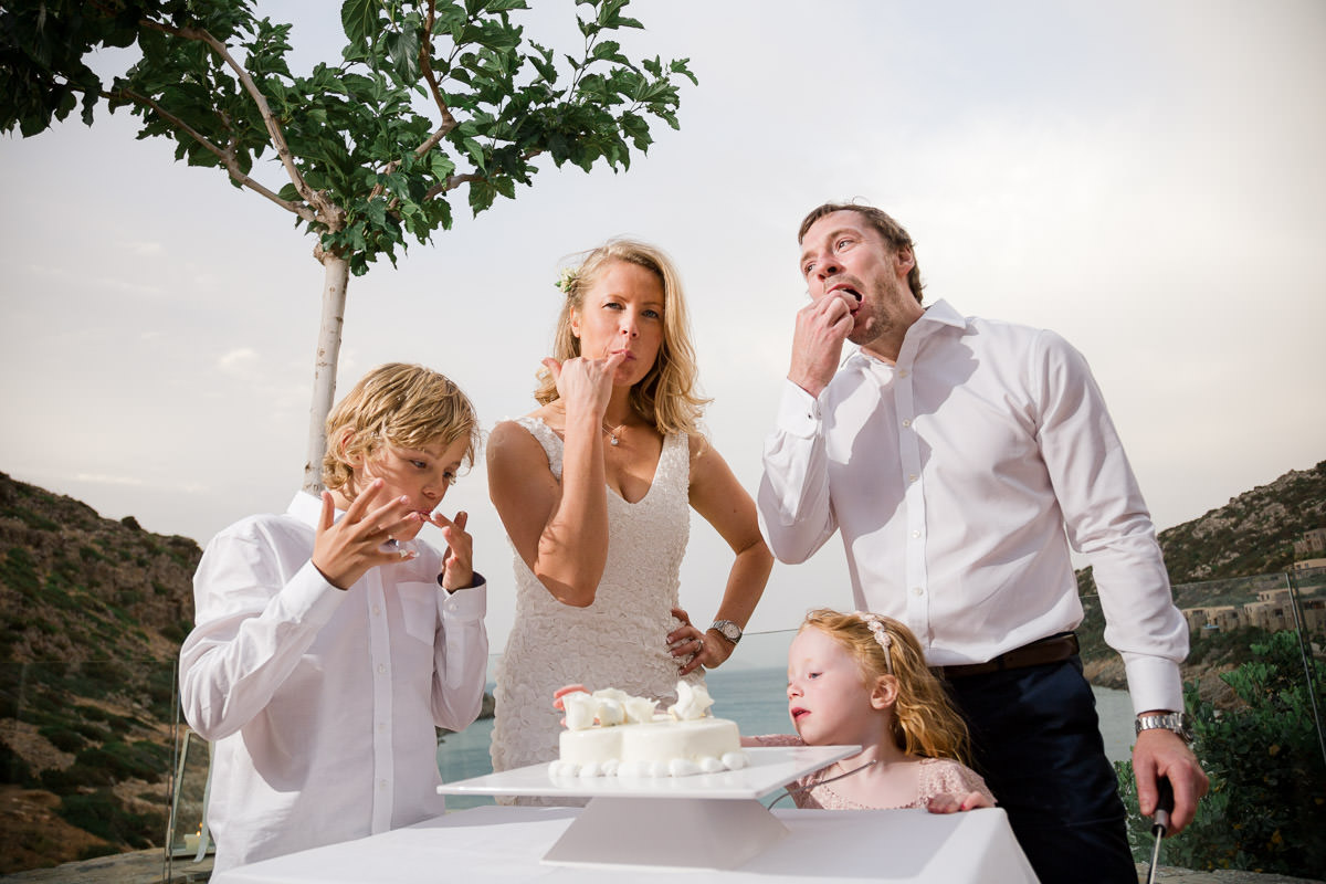 the whole family enjoys the cake