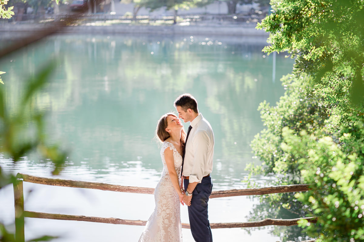 wedding photo-shoot in Votomos lake, in Zaros