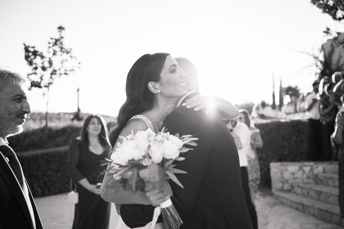 bride and groom meeting out of the ceremony venue