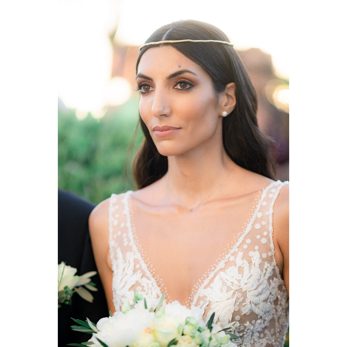 beautiful close-up bridal portrait in Chania
